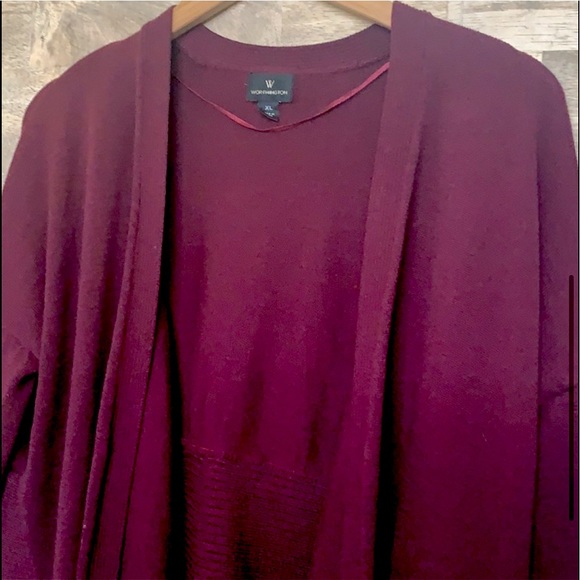 »—Worthington—«Gorgeous Maroons Open Front Knit Cardigan Sweater w/Zipper Detail - Picture 6 of 11